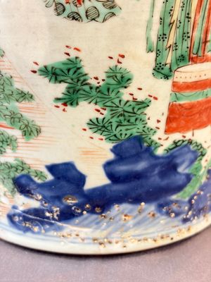 A Chinese wucai covered vase with narrative design and a jar mounted as a wine cooler, Transitional period — 照片 18
