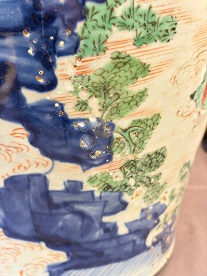 A Chinese wucai covered vase with narrative design and a jar mounted as a wine cooler, Transitional period — 照片 27