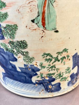 A Chinese wucai covered vase with narrative design and a jar mounted as a wine cooler, Transitional period — 照片 29