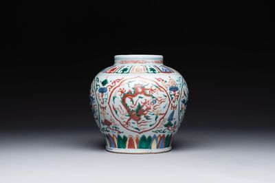 A Chinese wucai 'dragon' vase, Wanli mark, Republic