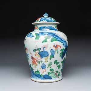 A Chinese wucai ‘Elegant Ladies and Playing Boys’ vase and cover — photo 3
