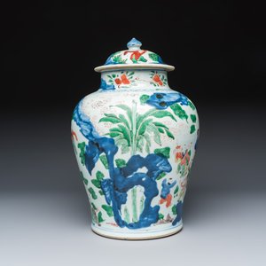 A Chinese wucai ‘Elegant Ladies and Playing Boys’ vase and cover — photo 4