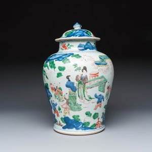 A Chinese wucai ‘Elegant Ladies and Playing Boys’ vase and cover — photo 5
