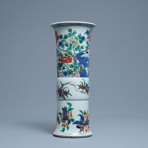 A Chinese wucai gu vase with a phoenix, Shunzhi — 照片 2