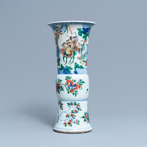 A Chinese wucai 'gu' vase with narrative design, Shunzhi — photo 1