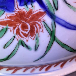 A Chinese wucai jardinière with cranes near a lotus pond, Transitional period — 照片 13