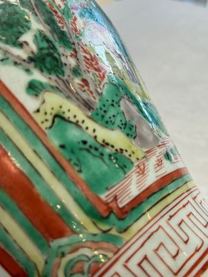 A Chinese wucai 'Landscapes and Flowers' vase, Transitional period — photo 16