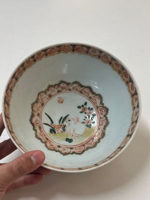 A Chinese wucai 'pomegranate, peony and rabbit' bowl, Transitional period — photo 8