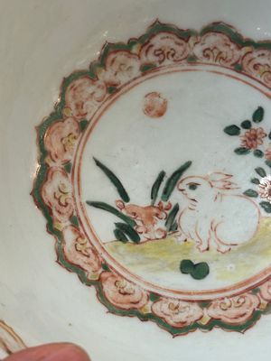 A Chinese wucai 'pomegranate, peony and rabbit' bowl, Transitional period — photo 10