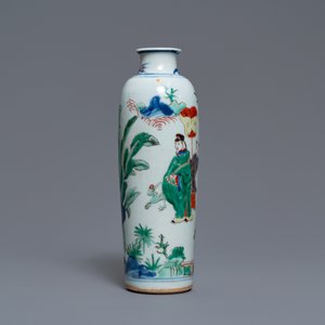 A Chinese wucai rouleau vase, Transitional period — photo 4