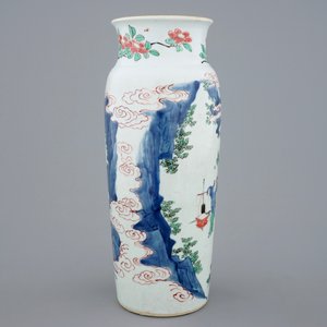 A Chinese wucai "sleeve" vase, Transitional period — photo 4