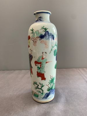 A Chinese wucai 'sleeve' vase with a scholar and servants, Transitional period — photo 2