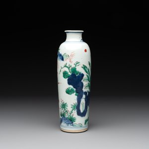 A Chinese wucai 'sleeve' vase with a scholar and servants, Transitional period — photo 3