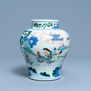 A Chinese wucai vase with equestrian scenes, 19th C. — 照片 2