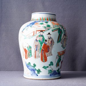 A Chinese wucai vase with wooden cover, Transitional period — 照片 16