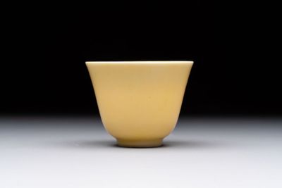 A Chinese yellow-glazed cup, Kangxi mark and of the period
