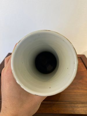 A Chinese yellow-ground famille rose 'nine peaches' bottle vase, Jiaqing — photo 5