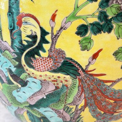 A Chinese famille verte yellow-ground 'Birds among Flowering Branches' jardinière — 照片 3
