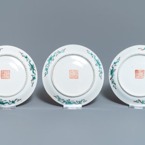 A Chinese yellow-ground famille verte tea service, 19th C. — photo 9