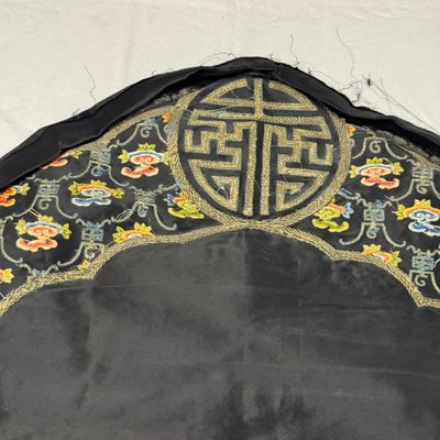 A Chinese yellow-ground silk and gold-thread embroidered 'Wan Shou 萬壽' panel — 照片 19