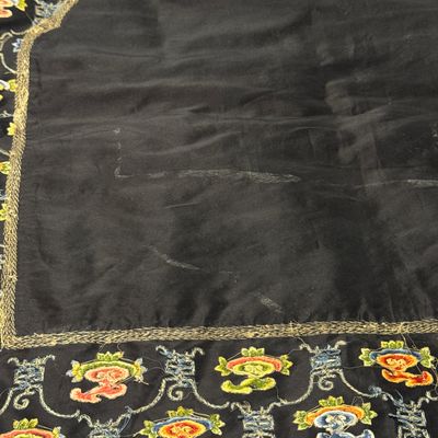 A Chinese yellow-ground silk and gold-thread embroidered 'Wan Shou 萬壽' panel — 照片 22