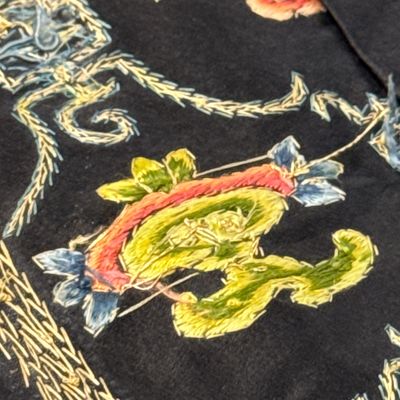 A Chinese yellow-ground silk and gold-thread embroidered 'Wan Shou 萬壽' panel — 照片 26