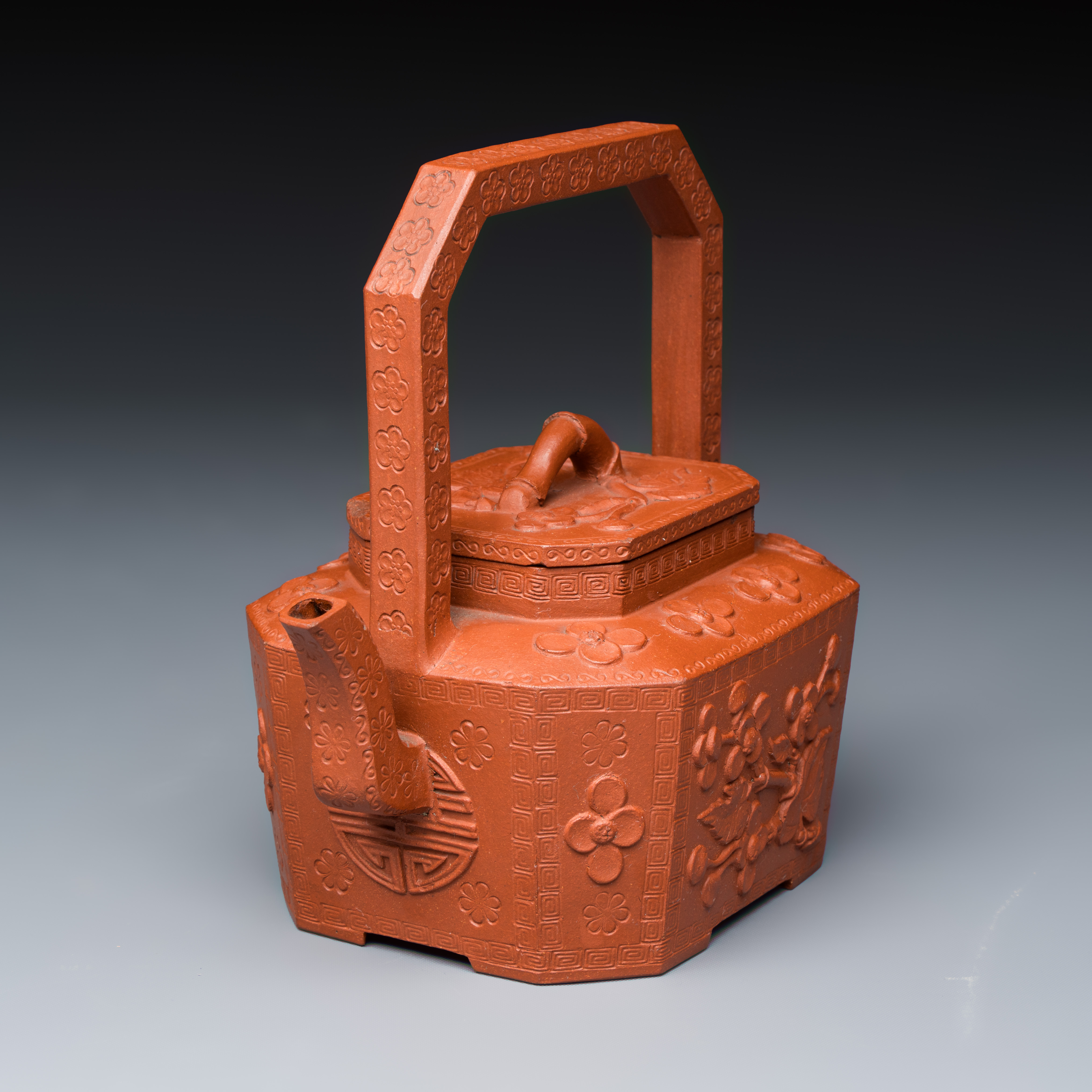 A Chinese Yixing stoneware 'Floral' teapot and cover — photo 6
