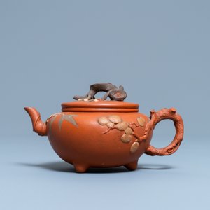A Chinese Yixing stoneware 'Three friends of winter' teapot and cover, Kangxi — photo 2