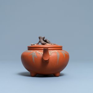 A Chinese Yixing stoneware 'Three friends of winter' teapot and cover, Kangxi — photo 5