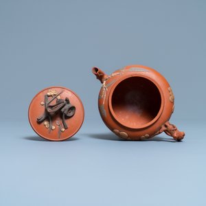 A Chinese Yixing stoneware 'Three friends of winter' teapot and cover, Kangxi — photo 6