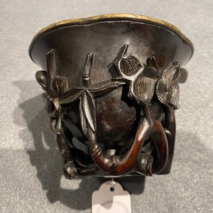 A Chinese zitan wood and silver libation cup, 17th C. — 照片 8