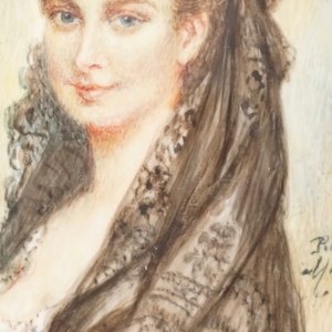 A collection of 10 painted portraits, miniatures on ivory, 19/20th C. — 照片 23