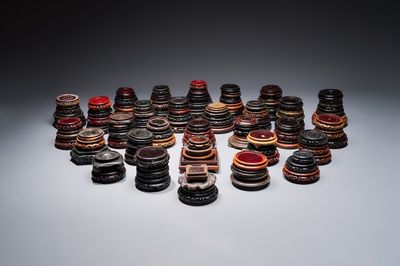 A collection of 111 Chinese wooden stands, 19/20th C.