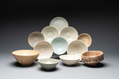 A collection of 12 Chinese monochrome wares, including a kiln waste, Fujian kilns, Song/Ming