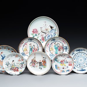 A collection of 12 pieces Chinese famille rose, vert and Imari-style cups and saucers, Yongzheng/Qianlong — photo 2
