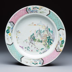 A collection of 13 Chinese famille rose 'Landscape' plates and dishes — 照片 26