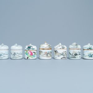A collection of 14 Chinese qianjiang cai wine cup warmers, 19/20th C. — 照片 2
