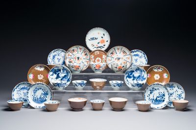 A collection of 17 Chinese porcelain cups and 14 saucers, 18th C.
