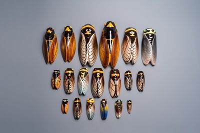 A collection of 19 French ‘Cicada’ wall pocket vases, 20th C.