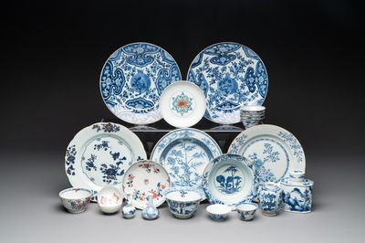 A collection of 22 Chinese blue, white and polychrome wares, Yongzheng and Ruo Shen Zhen Cang 若深珍藏 mark, Kangxi and later