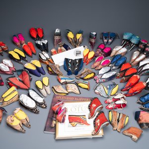 A collection of 44 pairs of Chinese silk and cotton lotus shoes, Qing and Republic — photo 1
