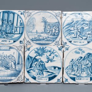 A collection of 54 biblical Dutch Delft blue and white and manganese tiles, 18th C. — 照片 5