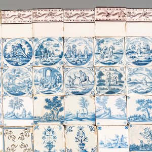 A collection of 54 blue, white, manganese and polychrome Dutch Delft tiles, 17/18th C — photo 2