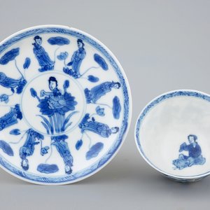 A collection of 9 Chinese blue and white cups and saucers, Kangxi — photo 3