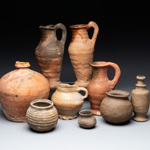 A collection of 9 German proto stoneware jugs and vessels, 14th C. — photo 1