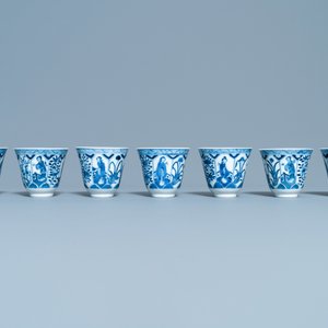 A collection of Chinese blue and white cups and saucers, 19th C. — 照片 11