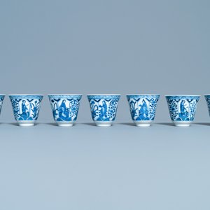 A collection of Chinese blue and white cups and saucers, 19th C. — 照片 12