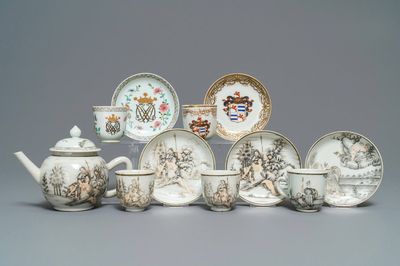 A collection of Chinese famille rose and grisaille tea wares, Yongzheng/Qianlong