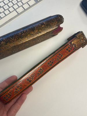 A collection of eight lacquered papier-maché pen boxes or qalamdans, Qajar, Persia, 19th C. — photo 113