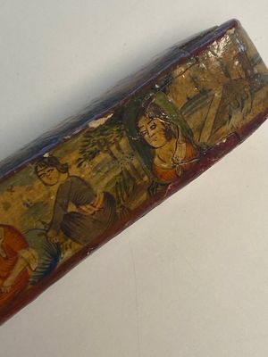 A collection of eight lacquered papier-maché pen boxes or qalamdans, Qajar, Persia, 19th C. — photo 44